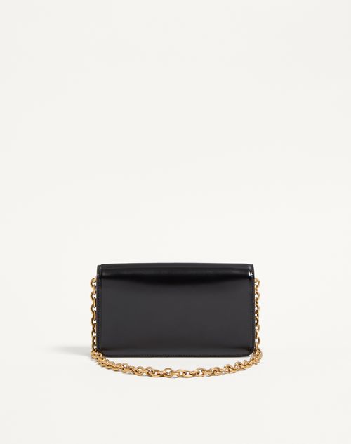 Valentino Garavani - Valentino Garavani Vain Clutch Bag In Shiny Calfskin - Black - Woman - Shoulder Bags